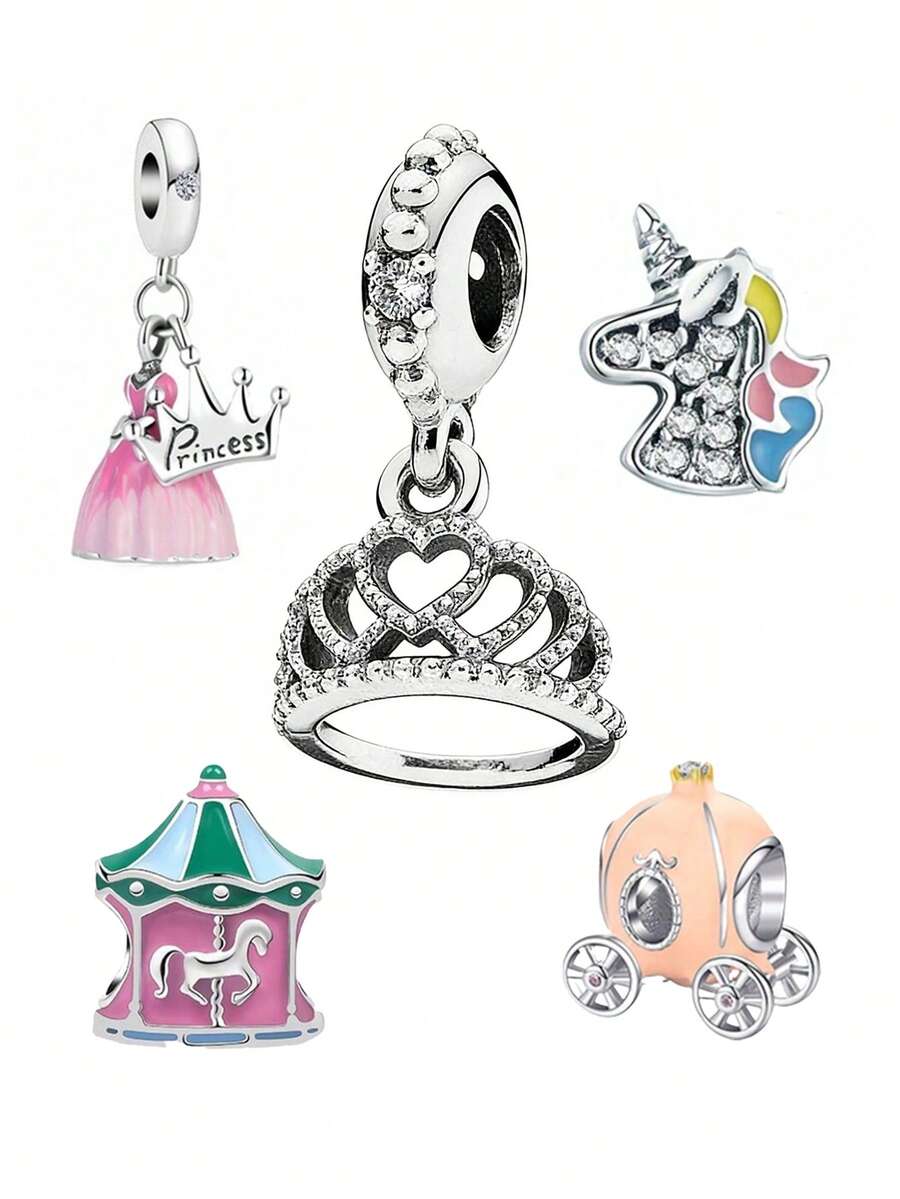 1个创意心形皇冠吊坠，可用于DIY项链、手链等首饰制作 - 女王串飾 - 查看 1