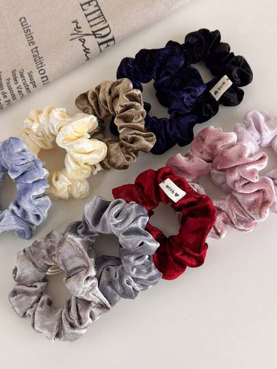 1 st höst/vinter sammets scrunchie, elegant hårsnodd, högelastisk hästsvanshållare, icke-skadande hårrep, hårresår, hårgummiband