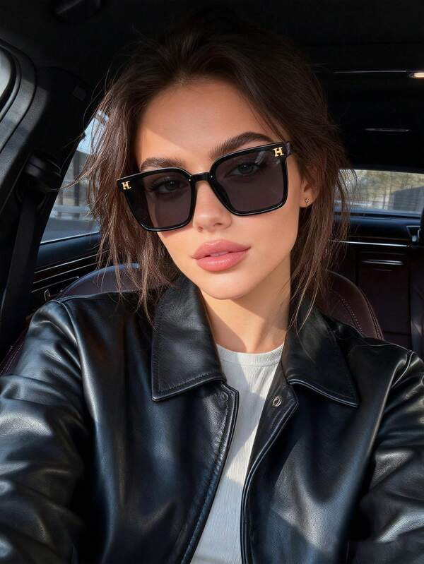 1pc Retro Large Frame Square Women's Fashion Glasses, New Personalized High-End Fashion Eyewear