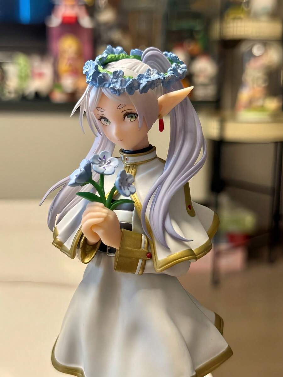 Mô hình nhân vật anime cao 18cm/7.08inch - Nhân vật yêu tinh biểu cảm với mái tóc trắng, tai nhọn, cầm hoa trong tư thế năng động với hiệu ứng ma thuật, đế và giá đỡ dễ thương, chất liệu PVC dùng trong nhà, mô hình đồ chơi thủ công dành cho người yêu thích anime, mô hình hành động sống động có thể tạo dáng, trang trí nhà cửa hoặc trưng bày hoàn hảo, tượng nhỏ và tác phẩm điêu khắc, mô hình nhỏ (có một vài lỗi nhỏ) - Nhiều màu sắc - Xem 1