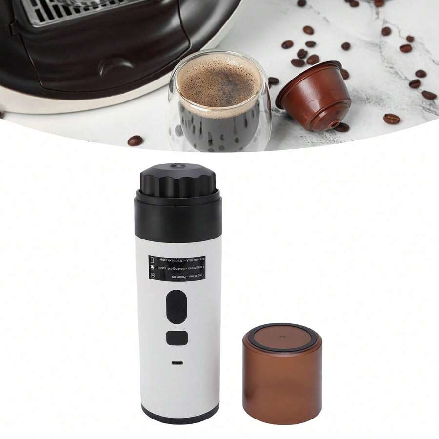Portable Capsule Coffee Maker 72W Automatic Cordless Heating Small Electric Coffee Machine For Home Outdoor Travel - 白色 - 查看 1
