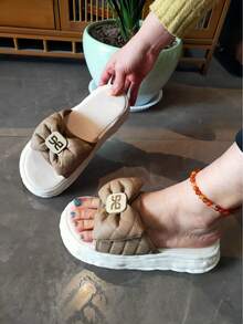 Women's Summer Vacation Bohemian Style Platform Slippers - Khaki - View 5