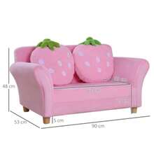 Children's Sofa, Children's Armchair, Sofa, Divan, Children's Chair, Children's Bedroom, Soft Sofa, Double Sofa, Single Sofa (Strawberry Sofa) - Hot Pink - View 3