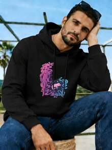 Sudadera con capucha Galaxy Dream Graphic en tela de alta calidad, informal, cómoda, duradera y con estampado artístico. - Negro - Ver 1