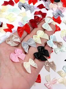 30/50/100pcs Satin Ribbon Bow Handmade Gift Decor Mini Ribbon Bows For Shoes, Clothing, Gift Box, Underwear, Socks Accessories (30pcs One Size) - Black - View 9