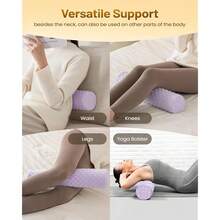 Memory Foam Round Pillow, Cervical Neck Pillow For Pain Relief, Cylinder Pillows 18\X 4\, Removable Cover, Neck Roll Pillow For Sleeping, Velvet Dots, Purple - Màu tím - Xem 7