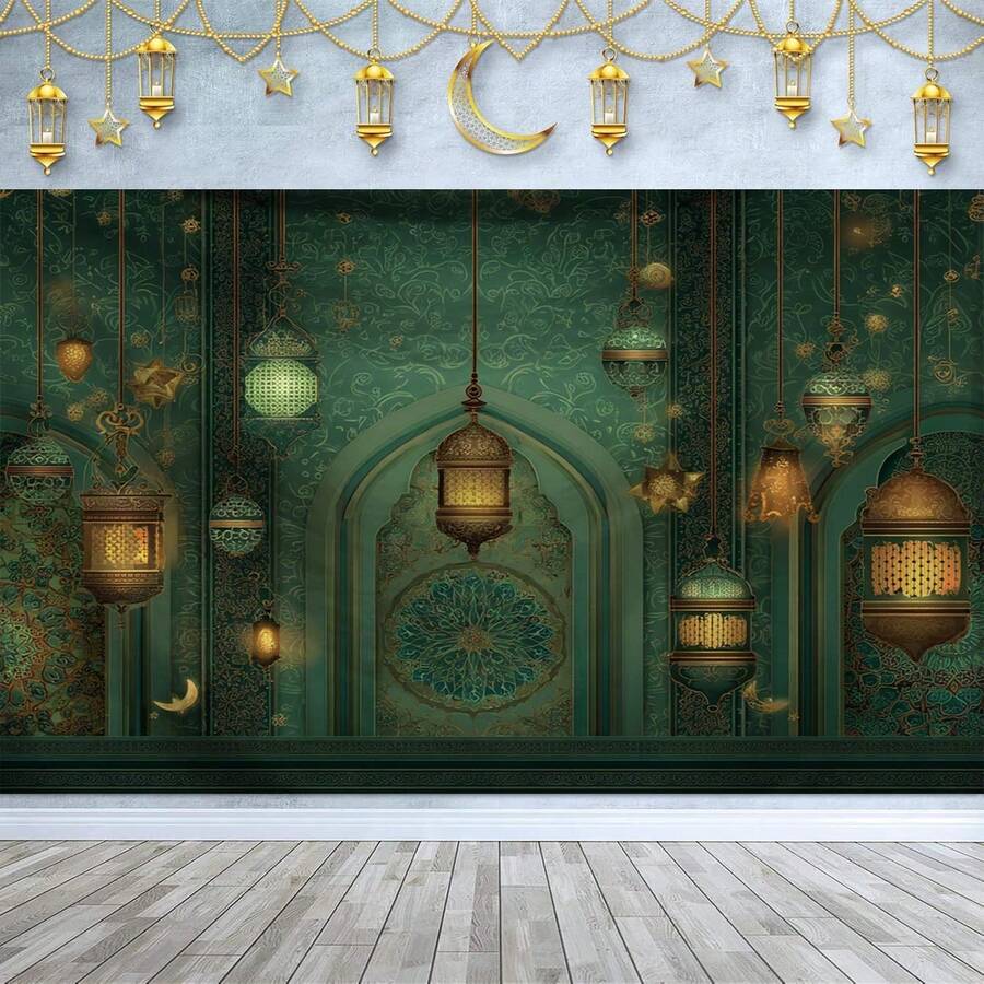 1pc Of Oversized Ramadan Eid Al-Fitr Patterned Printed Tapestry, Large-Sized Decorative Hanging Cloth, Home Decoration, Holiday Gift Party Decoration, Installation Bag - Multicolor - View 1