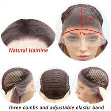 13x4 Lace Front Wig, Pre-Plucked Natural Hairline, Available In Deep Blue, Ombre Gold, Ombre Brown, Suitable For Fashionable Women's Daily Wear, 180% Density, Heatproof, No Glue - Multicolor - View 5