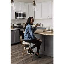 ASDF- Stylaire Retro Chair + Step Stool with Flip-Up Vinyl Seat Gold - Dorado - Ver 4