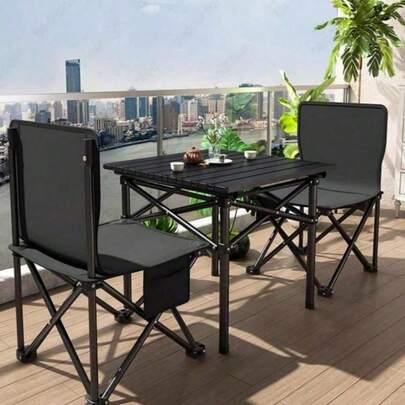 3-In-1 Ultralight Folding Camping Table, Suitable For Yard, Fishing, Hiking, Picnic, Camping, Beach, BBQ, Park And More. Portable Outdoor Backpack Table & Chair Set With Storage Bag