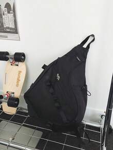 大容量男士胸包，休闲嘻哈旅行多功能斜挎包，尼龙储物单肩包，腰包，商务休闲情人节黑色包，大学包，单肩包，多功能休闲徒步包，大容量多功能背包，户外便携休闲胸包，节日礼物优雅度假礼物，FILWHITE。 - 黑色 - 查看 2