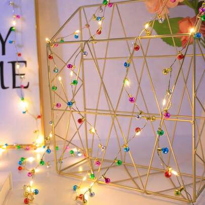 1pc 2M/6.56Ft 20 LED Fairy Lights With Mini Multicolor Round Bulbs, Vibrant Small Bead String Lights, Colorful Garland Decoration Lights For Home, Bedroom, Living Room, Trees, Birthday, Party, Holiday, Wedding And More, Battery Powered (Batteries Not Included)