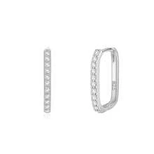 925 Sterling Silver 1.7cm Large Hoop Earrings With Zirconia And Crystal, Comes With Gift Box - Silver - View 2