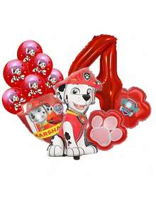 Paw Patrol 官方授权的汪汪队立大功红色狗狗数码乳胶铝膜气球生日派对装饰，生日快乐气球组合，完美生日礼物性别揭晓派对墙面装饰气球套装 - 彩色 - 查看 14