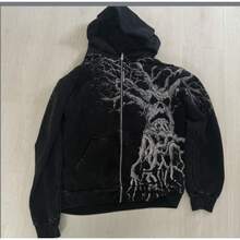 Harajuku Y2K Spring And Autumn Hooded Sports Cardigan Zipper Graffiti Print Long Sleeve Hoodie Jacket - 4 - 查看 2