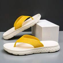Men's Summer Casual Flip Flops, Thong Sandals For Beach, Travel, Daily Wear, PVC & Fiber Material, Flat Bottom - Yellow - View 13