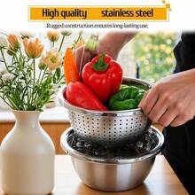 2 st mikroperforerade silar i rostfritt stål - Multifunktionellt durkslag och blandningsskål, för att diska grönsaker, frukt, ris och avrinning av pasta, extra stor kapacitet, diskmaskin, rostskyddad, oumbärlig för köket - 2 st - Visa 11