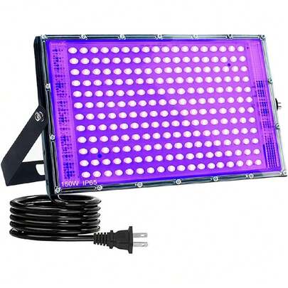 150W LED Luz Negra UV, Luz de Inundación con Enchufe para Carteles Fluorescentes, Señal Neón, Bares, Iluminación de Escenarios, Fiestas y Navidad,39230572