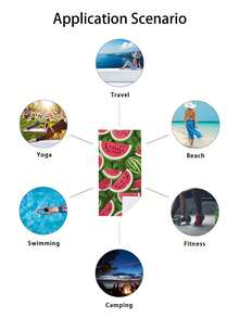 1pc Watermelon Print Beach Towel, Super Soft Microfiber Rectangular Quick-Dry Beach Blanket, Lightweight Beach Mat, Suitable For Outdoor Travel, Camping, Beach, Bathroom, Spring/Summer/Autumn, Beach Essential - Multicolor - View 9