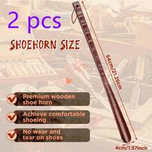Nuevo Calzador de madera con largo, calzador de haya con correa de cuero, elevador de zapatos Flexible, cuernos de zapatos de madera largos y cómodos CB5L - XB312010-ZM0090A - Ver 2