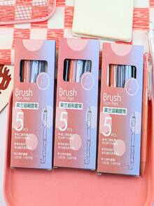 5pcs/Set Retro High Saturation Bordeaux Red 0.5mm Ballpoint Pens, Suitable For Back To School Season, Learning Supplies, Cute Stationery, Campus Color Scheme, Writing Tools, Unique Gifts, Affordable Price, Cool Decoration, Ideal Choice For Back To School Season - Multicolor - View 11