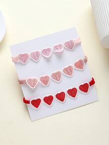 3个/套心形婴儿发带，超级可爱，轻盈透气，四季皆宜，绝佳情人节礼物