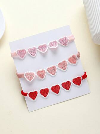 3个/包 超可爱婴儿发带，心形设计，情人节理想礼物，全年适用