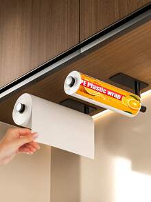 Self-Adhesive Cling Film & Paper Towel Holder, Bathroom Organizer, Cabinet Under Paper Towel Rack, Bathroom Tissue & Towel Rack - Multicolor - View 6