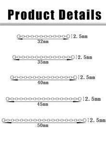 5件装鼻链穿孔不锈钢鼻环，横跨鼻梁，心形双鼻孔鼻梁饰品，男女通用，镀银，尺寸：32/35/40/45/50毫米 - 銀色 - 查看 10