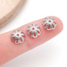 15个18K镀金花朵珠帽，精美镂空黄铜珠帽，适用于DIY工艺品，如耳环、手链、项链等珠宝工艺品。 - 彩色 - 查看 7