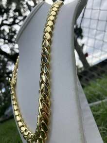 16mm Chunky Thick 14K Gold Plated Stainless Steel Curb Punk Whip Link Chain Cut Faux Diamond Box Buckle Necklace For Men Hip Hop Jewelry Valentine's Day Gift - Chiều rộng 16mm - Xem 4