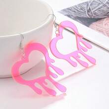 Colorful Love Earrings Valentine's Day Gradual Change Earrings Fashionable Sweet Acrylic Earrings--Please Remove The Protective Film Before Wearing - 炫彩 - 查看 3
