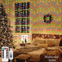 1pc 300cm USB LED Curtain Light String, Christmas Room Decoration, Remote Control 8 Function Light Garland ,Wedding And Birthday Curtain Decoration - 多色光 - 查看 9