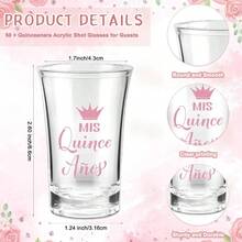 Quinceanera Party Favors Guests Quinceanera Acrylic Shot Glasses Thank You Cards With Organza Bags Mis Quince Anos Sweet 15 Birthday Party FavorsRed - 粉紅色 + 50 - 查看 3
