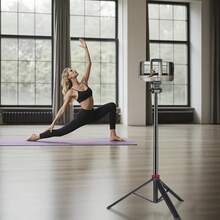 三合一可伸缩三脚架自拍杆，带COB补光灯 | 360°球形云台、冷靴接口和1/4英寸螺丝，兼容手机、相机和网络摄像头 | 便携式多功能摄影摄像支架 | 铝合金材质，Eonix品牌 - 手提式伸縮三腳架 - 查看 6