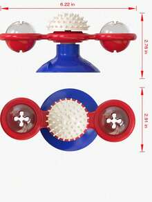 1. 猫咪逗弄旋转风车，猫咪磨牙玩耍旋转轮，吸盘式旋转自慰风车，猫咪逗弄玩具抓挠器 - 彩色 - 查看 2