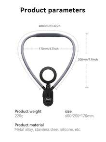 1个磁吸式颈挂手机支架，360°旋转可调节POV支架，防震柔韧设计，兼容 17 Pro Max、15、13和Galaxy S25 Ultra - 含磁性底座，是旅行摄影、Vlog、骑行、钓鱼、美食分享、户外探险的理想之选 - 内容创作者、旅行者和科技爱好者的完美礼物，兼容、安卓手机，生日礼物、送给家人、朋友的礼物，生日手机支架，手机配件，承重力强。 - 灰色 - 查看 4