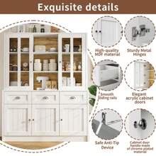 Tall Living Room Cabinet (140*38.5*175cm), Display Cabinet, Kitchen Cabinet, Dining Room Cabinet With Drawers, Modern And Minimalist Tall Cabinet, Vertical Kitchen Display Cabinet, Living Room/Dining Room, White - White - View 3