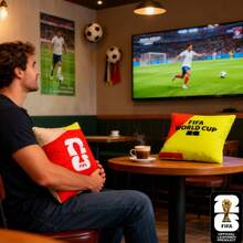 FIFA World Cup 2026 Plush Throw Pillow, FIFA Official Cushion With Trophy Design,40*40cm,Large Size For Soccer Fans - Đỏ - Xem 2