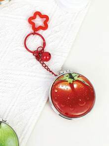 1个PU材质挂镜，可爱马卡龙造型水果系列化妆镜，迷你旅行便携手持挂包镜，女士适用，赠品，旅行，平价好物，旅行必备 - 彩色 - 查看 8