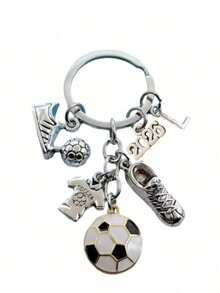 新款时尚A-Z字母金属钥匙扣，男士时尚足球钥匙圈，足球鞋礼物，足球汽车钥匙链，派对饰品 - 彩色 - 查看 16