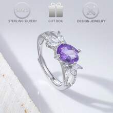 1pc 925 Sterling Silver Asymmetrical Design Cubic Zirconia Adjustable Ring, Suitable For Daily Casual, Party, Wedding Wear, Holiday, Birthday, Valentine's Day Gift