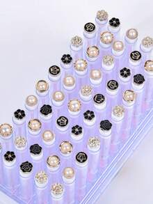 5pcs/10pcs Pearl Crown Flower Eyelash & Eyebrow Brush, Portable Tube Makeup Brush Set, Convenient Travel Beauty Tool - Multicolor - View 2