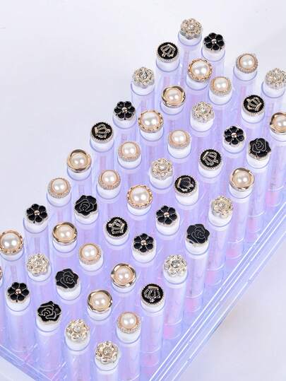 5pcs/10pcs Pearl Crown Flower Eyelash & Eyebrow Brushes, Portable Tube Makeup Brushes With Transparent Case, Convenient Beauty Tool For Travel