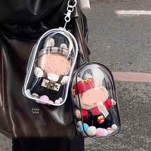 1个手提/收纳袋，适用于毛绒玩具、PVC化妆包、透明大容量收纳袋，可存放充电器、数据线、耳机、圣诞节用品、圣诞礼物包装袋（不含玩具） - 彩色 - 查看 2