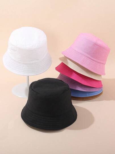 1 buc Pălărie Bucket Vintage Culoare Solidă Simplă Pentru Copii, Pălărie Bucket Unisex Pentru Sporturi În Aer Liber, Călătorii, Protecție Solară
