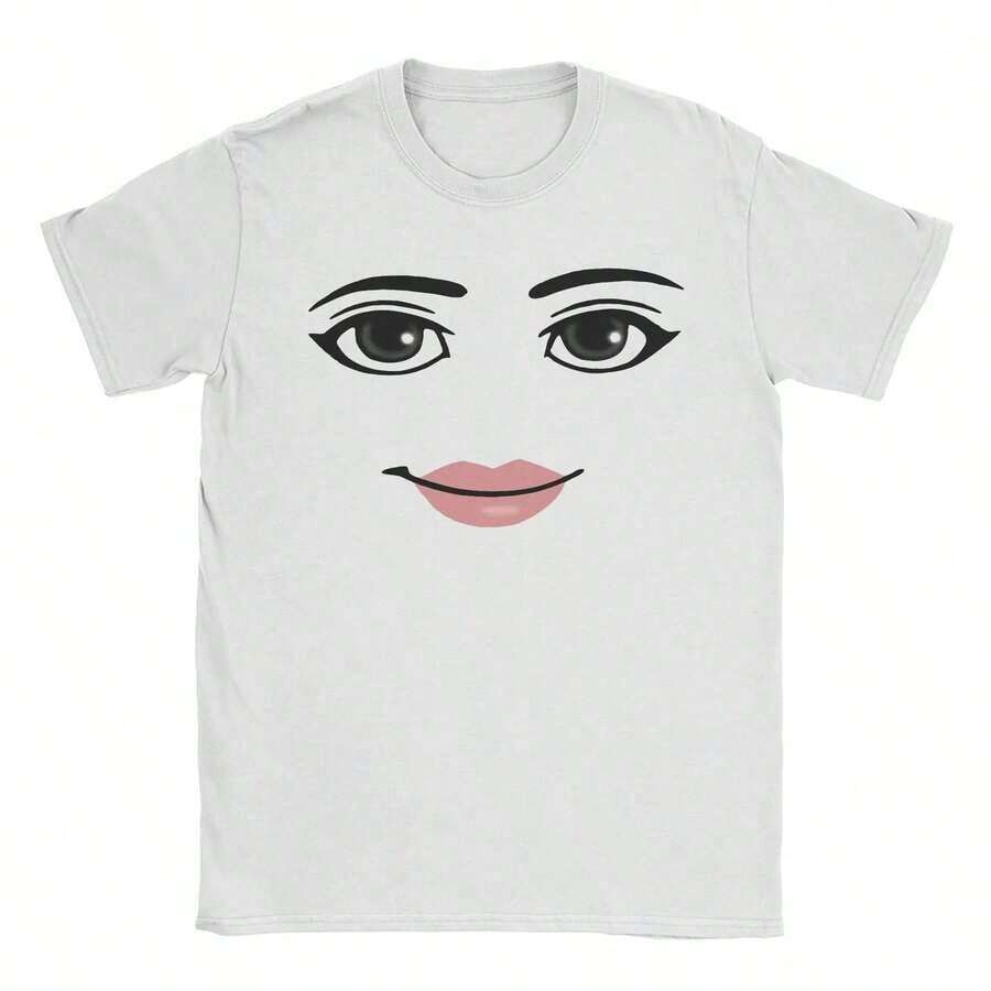 Novelty Robot Robloxs Woman Face Game Tshirt Unisex Round Neck Short Sleeve Clothing Cotton Summer Top Tee - 白色 4 - 查看 1