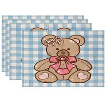 1件/4件装情人节涤纶装饰餐垫，心形气球汽车图案，防污，适合家居、餐厅、餐桌装饰、乔迁、生日礼物 - 彩色 - 查看 12