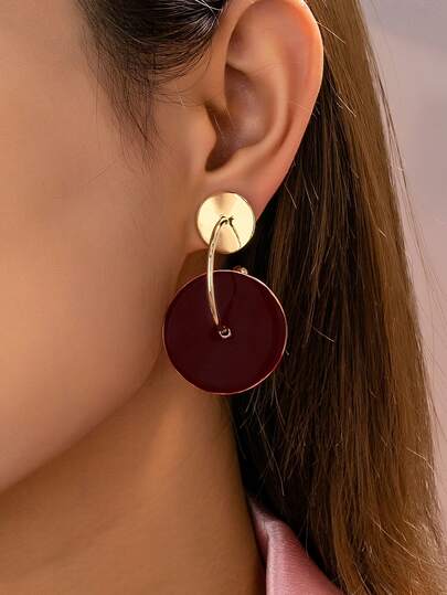 1对复古时尚安哥拉红滴釉几何超大号耳环，女士个性耳环，适合日常、派对、婚礼、情人节、节日礼物
