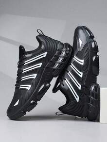 时尚休闲男鞋，经典时尚男士运动鞋系带跑步鞋，个性化男士运动鞋街头休闲鞋 - 黑色 - 查看 5